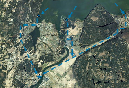 Kartbild över del av Vänern
