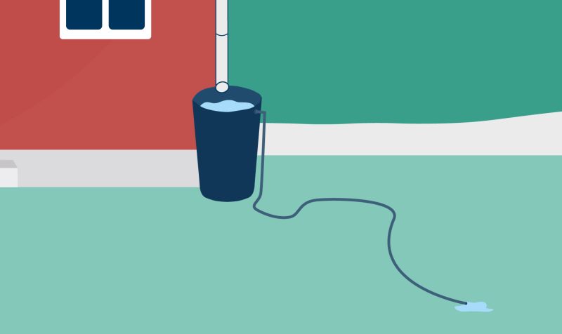 Illustration av en regntunna